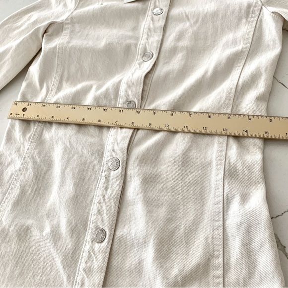 ZARA White Denim Button Down Mini Jacket Shirt Dress - Picture 11 of 15